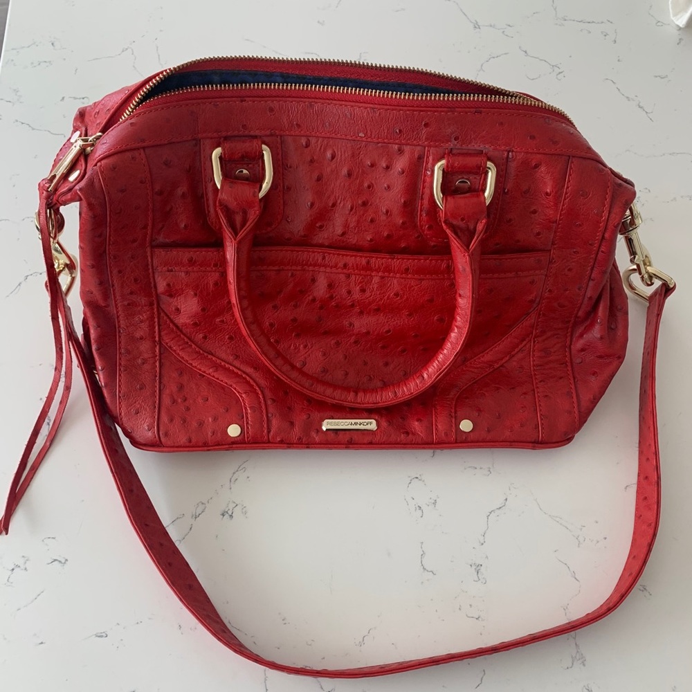 New Rebecca Minkoff MAB Ostrich Embossed Satchel